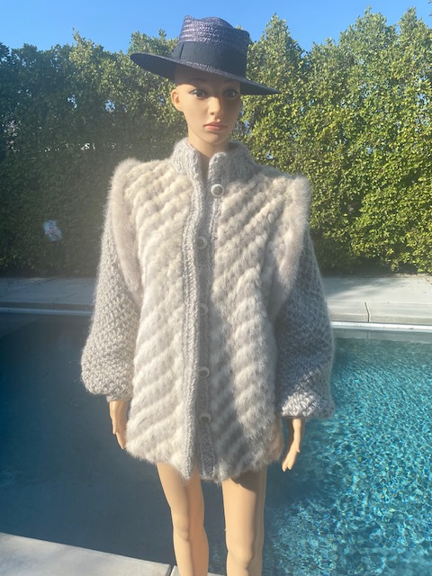 Vintage Fox Fur Sweater Jacket / M
