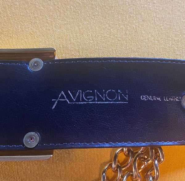 Vintage Black Leather Chain Link Belt