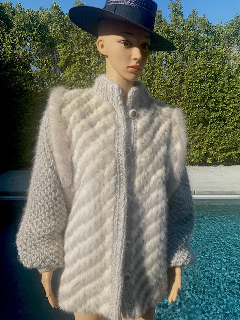 Vintage Fox Fur Sweater Jacket / M