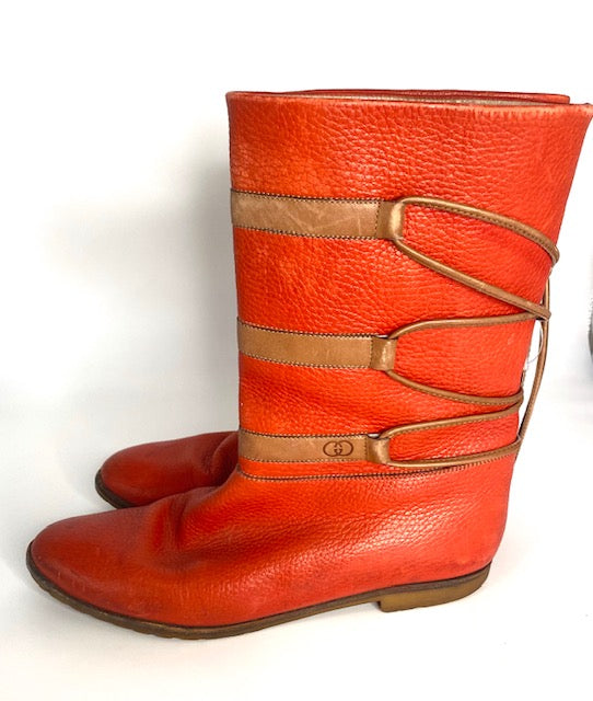 Red 1980's Gucci Boots