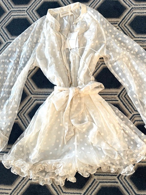 Zimmermann Polka Dot Cream Color Romper / S