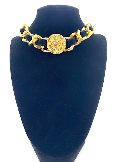 Black & Gold Coin Chain Link Choker