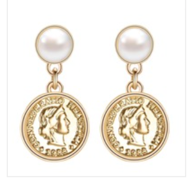 Pearl & Coin Earrings