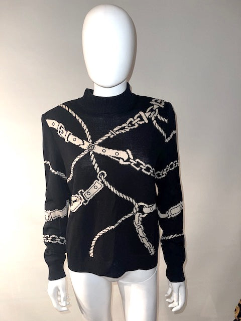 Vintage Saint John Chain Link Belt Patter Sweater / M
