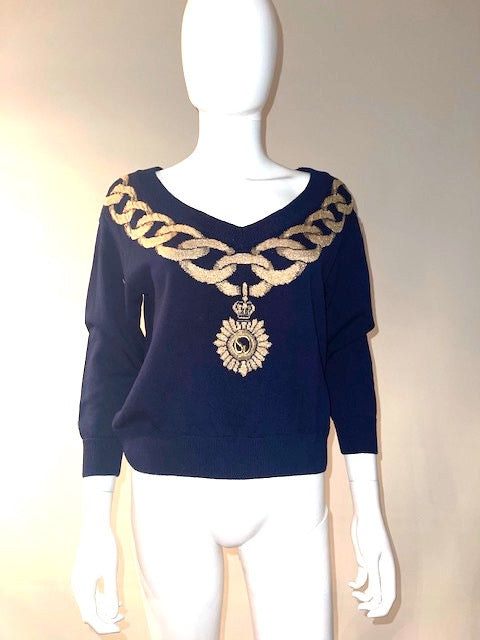St. John Knit Medallion Sweater S
