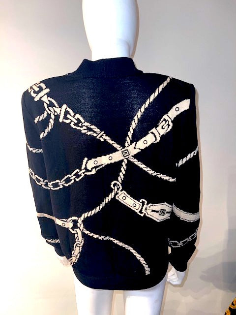 Vintage Saint John Chain Link Belt Patter Sweater / M