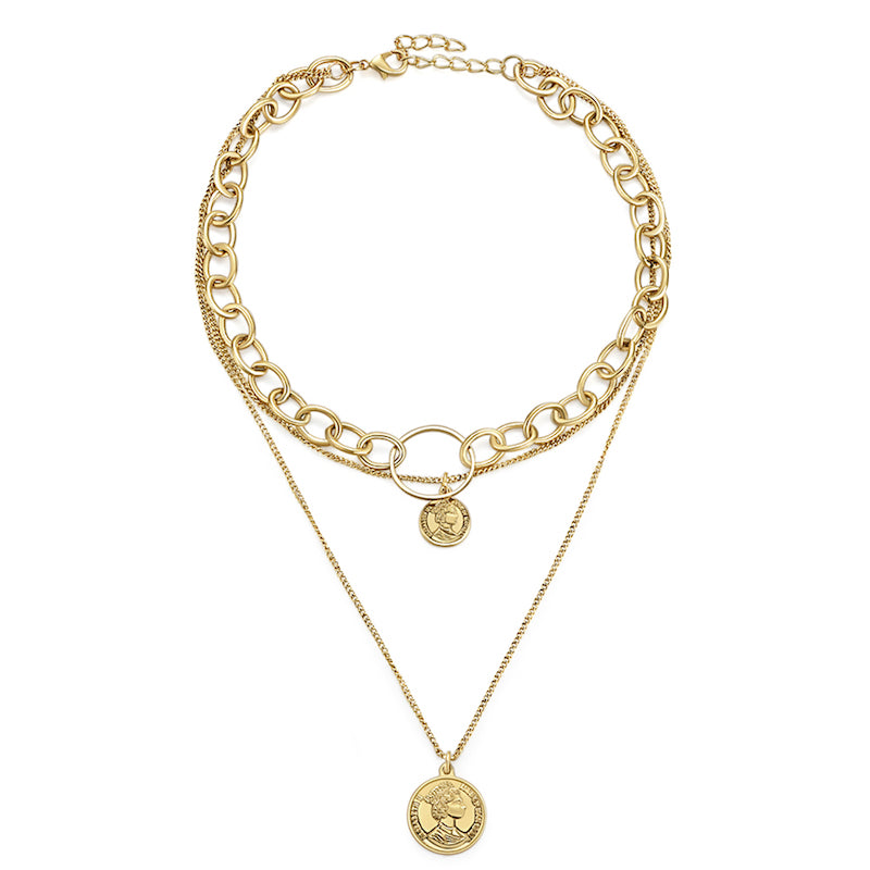 Three Chains Coin Necklace